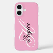 Zwart en wit fancy monogram roze Case-Mate iPhone case (Achterkant)