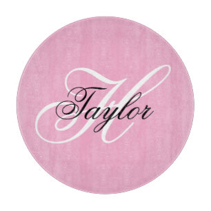 Zwart en wit fancy monogram roze snijplank