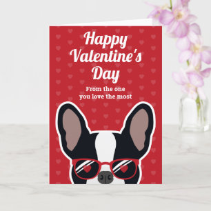 Zwart en wit Franse Bulldog Valentijnsdag Kaart