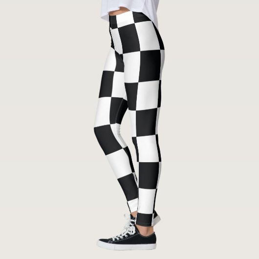 Zwart en wit gebarsten patroon leggings (Links)