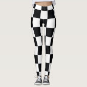 Zwart en wit gebarsten patroon leggings (Voorkant)