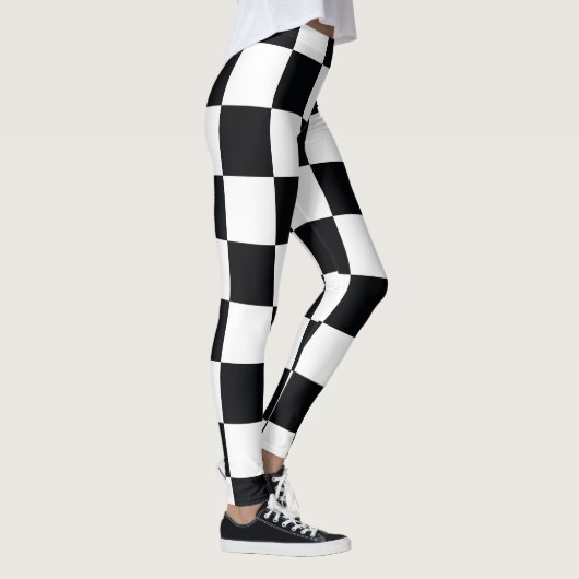 Zwart en wit gebarsten patroon leggings (Rechts)