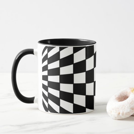 Zwart en wit gebarsten patroon mok (Met donut)