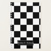 Zwart en wit gebarsten patroon planner (Voorkant)