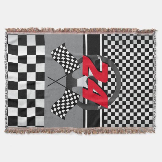 Zwart en wit, gecontroleerd 🏎 raceontwerp deken (Voorkant)