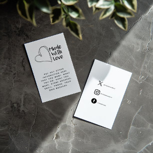 Zwart en wit gemaakt met liefde, hart en sociale b informatiekaartje