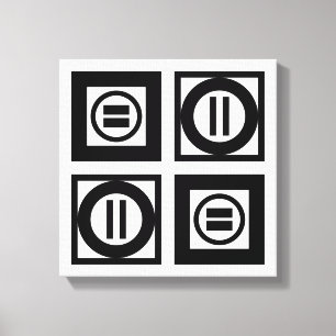 Zwart en wit Geometrisch Equal Sign Patroon Canvas Afdruk