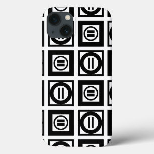 Zwart en wit Geometrisch Equal Sign Patroon iPhone 13 Hoesje
