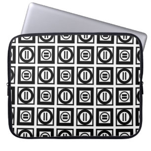 Zwart en wit Geometrisch Equal Sign Patroon Laptop Sleeve