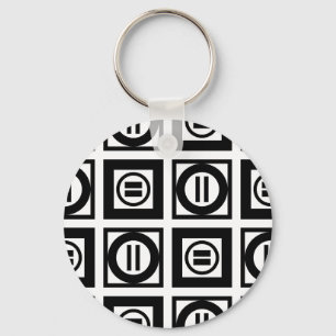 Zwart en wit Geometrisch Equal Sign Patroon Sleutelhanger