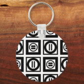 Zwart en wit Geometrisch Equal Sign Patroon Sleutelhanger (Voorkant)