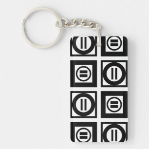 Zwart en wit Geometrisch Equal Sign Patroon Sleutelhanger