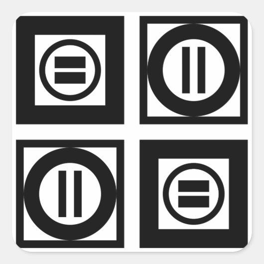 Zwart en wit Geometrisch Equal Sign Patroon Vierkante Sticker (Voorkant)