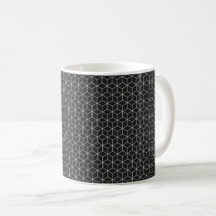 Zwart en wit geometrisch kubuspatroon koffiemok