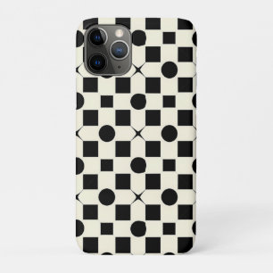 Zwart en wit geometrisch patroon met cirkels iPhone 11 pro hoesje