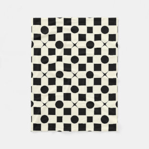 Zwart en wit geometrisch patroon met cirkels fleece deken