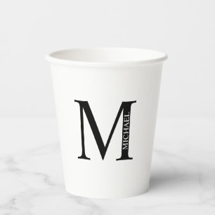 Zwart en wit Gepersonaliseerd Monogram en NaamPp Papieren Bekers