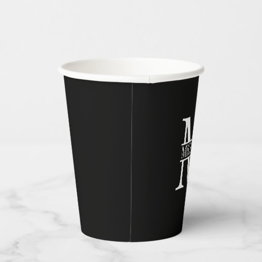 Zwart en wit Gepersonaliseerd Monogram en NaamPp Papieren Bekers (Rechts)