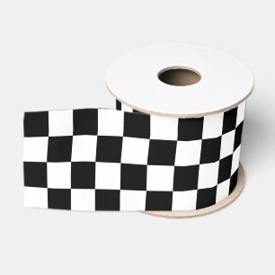 Zwart en Wit Geruit Racing  Grosgrain Lint
