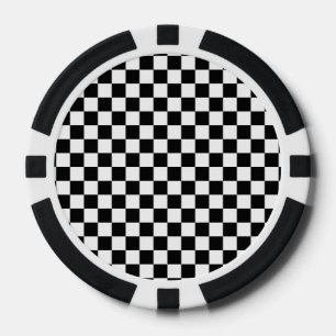 Zwart en Wit Geruite Vierkanten Pokerchips