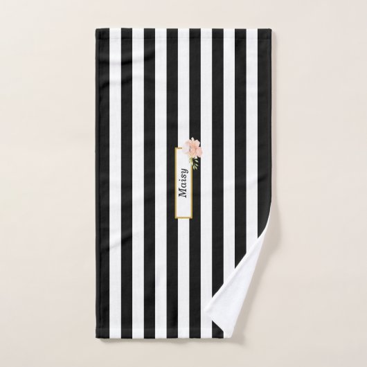 Zwart en wit gestreept, persoonlijk bad handdoek (Handdoek)