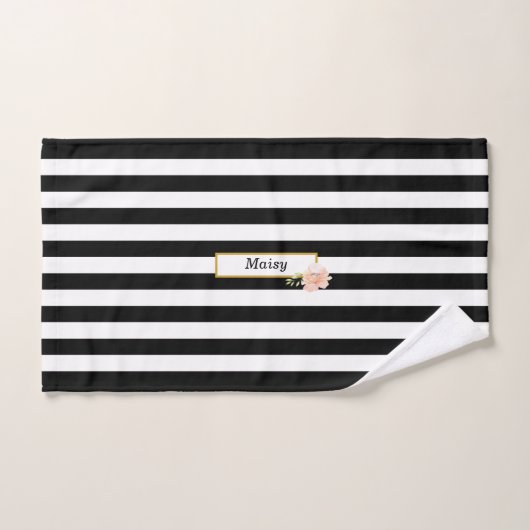 Zwart en wit gestreept, persoonlijk bad handdoek (Handdoek)