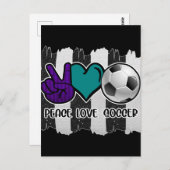 Zwart en Wit Gestreepte Vrede Liefde Voetbal Briefkaart (Voorkant / Achterkant)