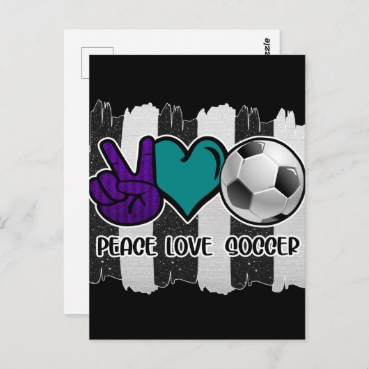 Zwart en Wit Gestreepte Vrede Liefde Voetbal Briefkaart (Voorkant / Achterkant)