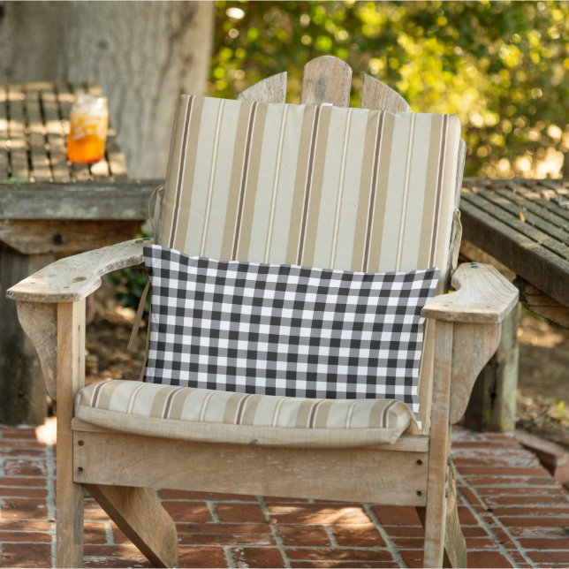 Zwart en wit Gingham Pattern gecheckt Buitenkussen (Stoel)