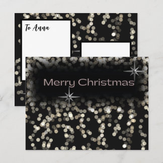 Zwart en wit glinsterende sterren Prettig kerstfee Uitnodiging Briefkaart