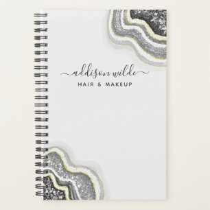 Zwart En Wit Glitter Agate Geode Luxe Zakelijk Planner