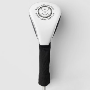 Zwart en Wit Golfers Club Naam Datum Golfheadcover