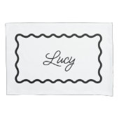 Zwart en Wit Golfjesframe met Monogram Kussensloop (Voorkant)