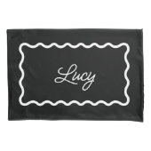 Zwart en Wit Golfjesframe met Monogram Kussensloop (Voorkant)