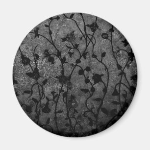Zwart en wit gotisch antiek bloemmotief magneet
