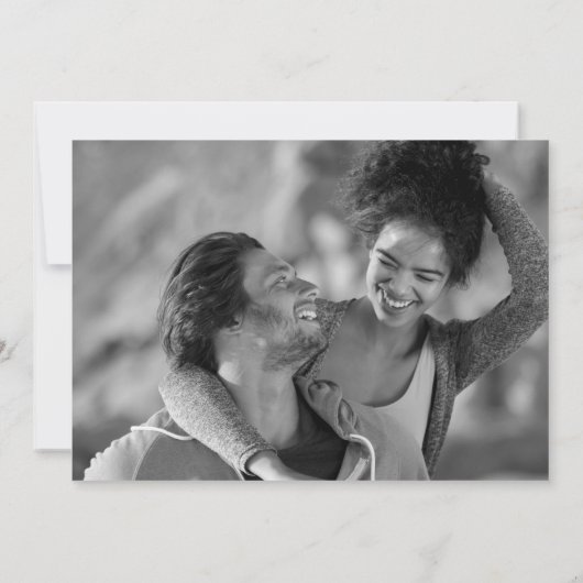 Zwart En Wit Goud Blad Foto's Trouw Uitnodiging (Achterkant)