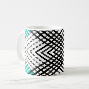 Zwart en wit, grijs geometrisch patroon, mintgroen koffiemok