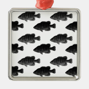 Zwart en Wit Groene Zonvis Metalen Ornament