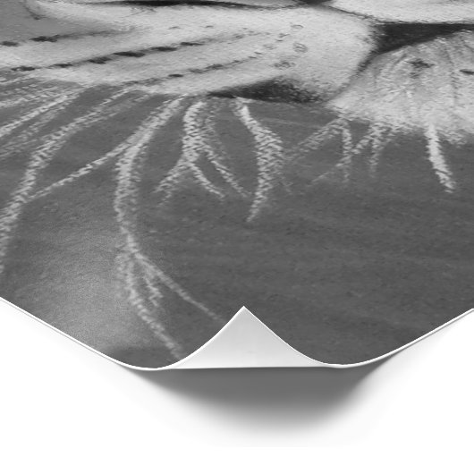 zwart en wit groot kattenschilderij van wilde tijg perfect poster (Hoek)