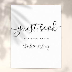 Zwart en wit handtekening schrift gast boek bord poster