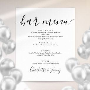 Zwart En Wit Handtekening Script Bar Menu Bord Poster