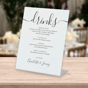 Zwart En Wit Handtekening Script Drankenmenu Reclamebord Met Voetstuk