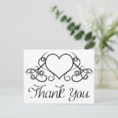  zwart en wit hart Dank u - bruiloft Briefkaart (Staand voorkant)