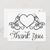  zwart en wit hart Dank u - bruiloft Briefkaart (Voorkant / Achterkant)