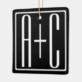 Zwart en wit | Initialen voor paren Keramisch Ornament (Links)