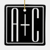 Zwart en wit | Initialen voor paren Keramisch Ornament (Achterkant)