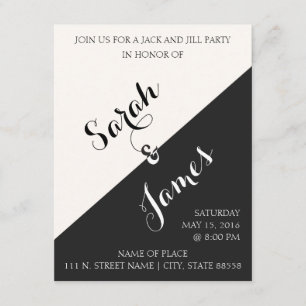 Zwart en wit   Jack & Jill Party Invite Kaart