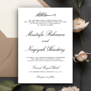Zwart en wit kalligrafie schrift Moslim bruiloft Kaart
