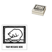  zwart en wit kat houtsnede 	rubberstempel (Gestempeld)