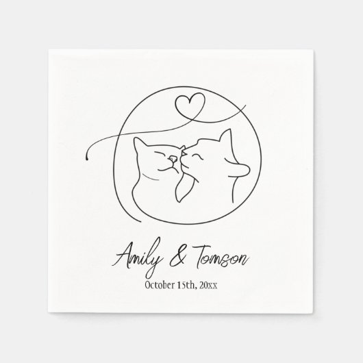 Zwart en wit katten Eenvoudig script Servet (Voorkant)